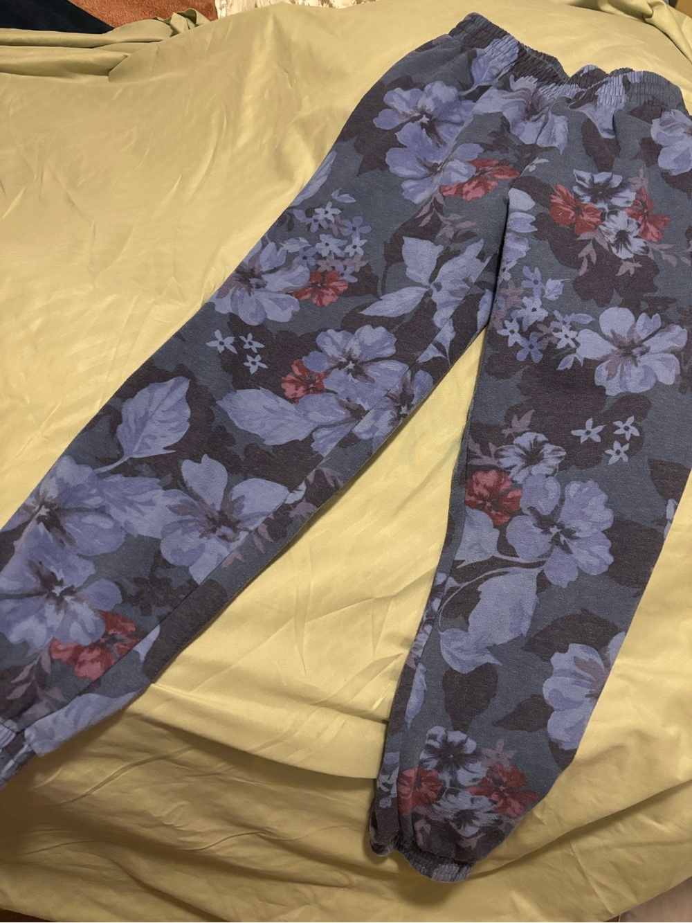 PINK Victoria's Secret Blue Floral Track Joggers